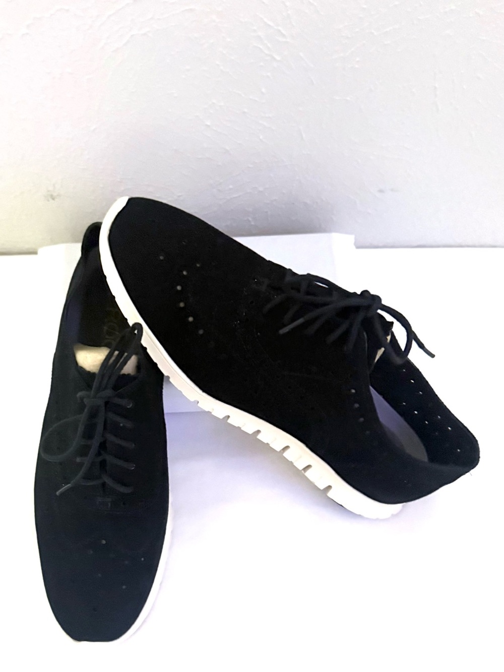 Cole Haan Zerogrand Suede Oxford Derby Wingtip Black Shoes Women’s Size 9.5B
